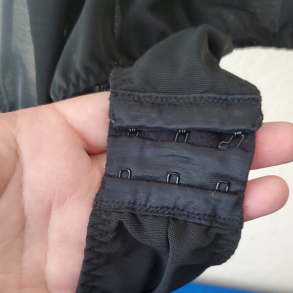 Cacique size 2 Black Sheer Bodysuit with Floral Embroidery - Picture 4 of 5